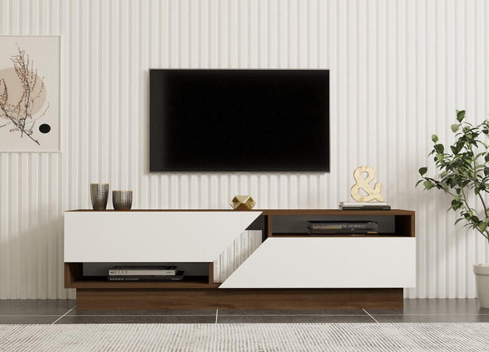 Hanah Home Soporte de TV Koza Nogal y Blanco Hanah Home Soporte de TV Koza Nogal y Blanco